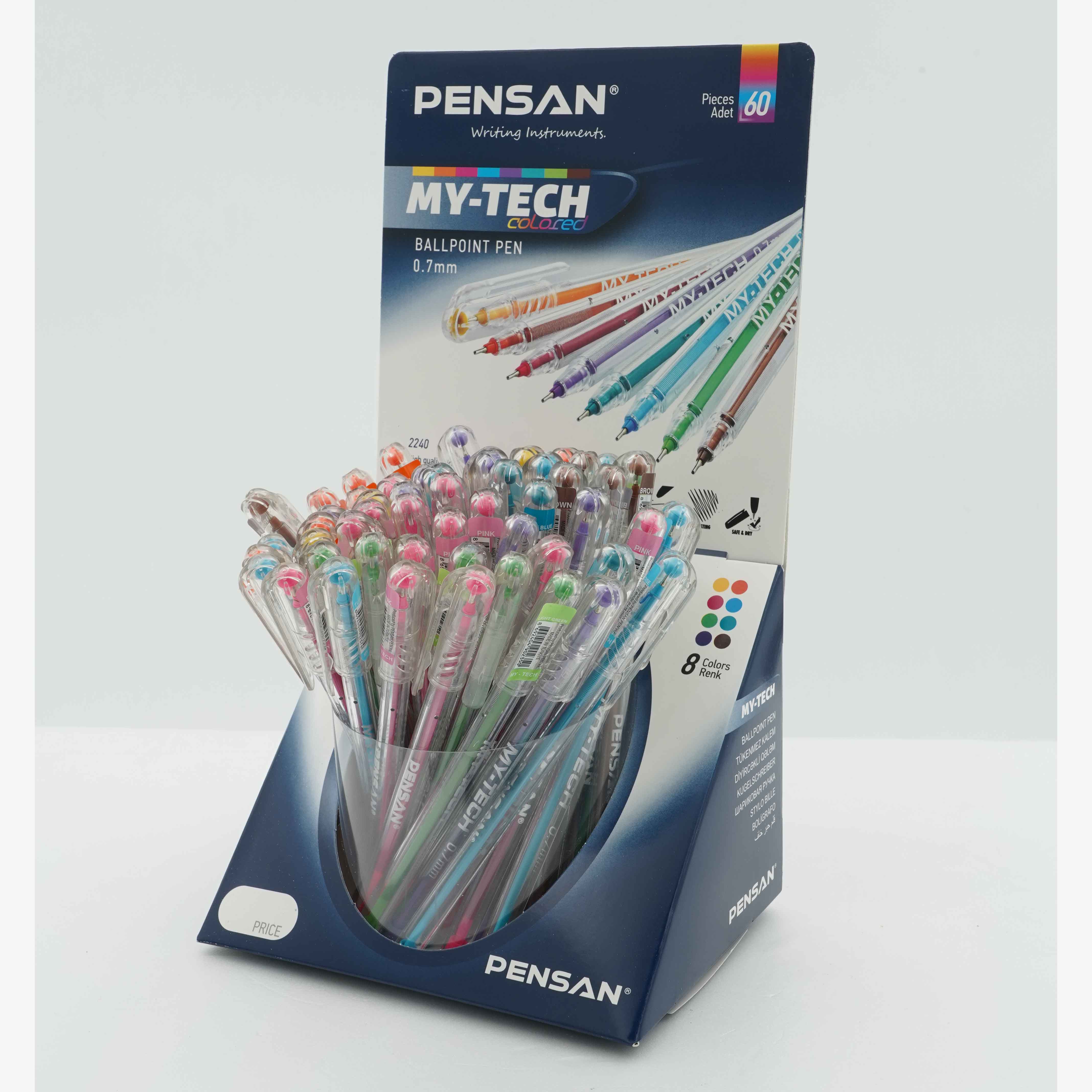  خودکار رنگی 0/7(8 رنگ فانتزی) مای تک پنسان لیوان 60 عددی کد2240/S60R-8