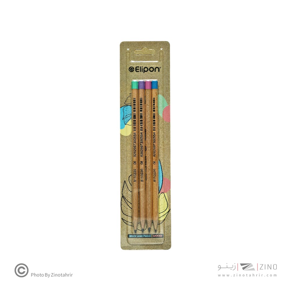 مداد مشکی بلیستری4عددی(شش گوش سری وودی) الیپون کد8110202