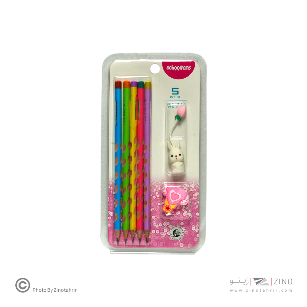 مدادمشکی فانتزی سه گوش بلیستر5عددی همراه با سرمدادی اسکول فنز کد92456