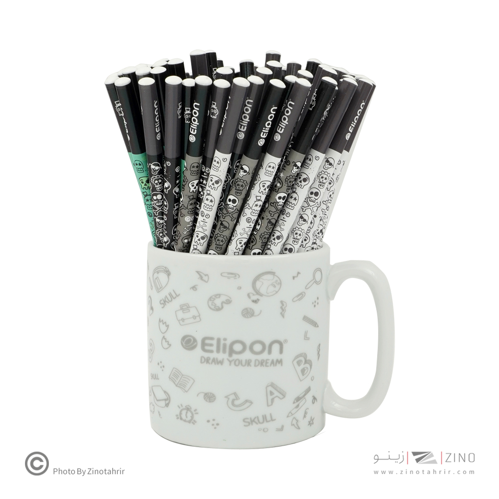 مداد مشکی گرد فانتزی لیوان 72عددی الیپون ( 9لیوان جور )
