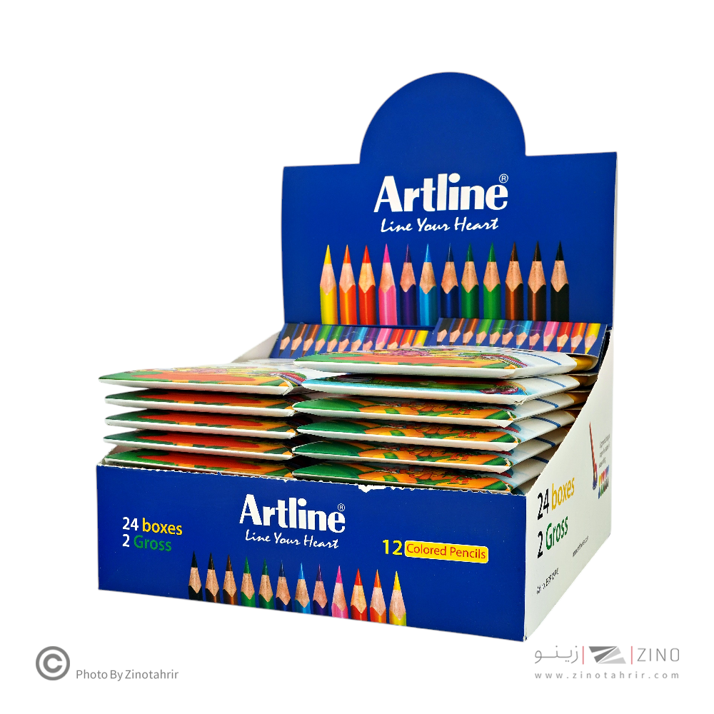 مدادرنگی12رنگ جعبه مقوایی آرت لاین کدECP12-P/IL