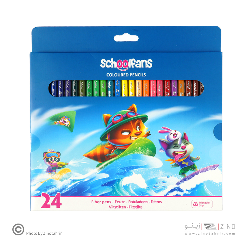 مدادرنگی24رنگ جعبه مقوایی سه گوش اسکول فنز کد92449