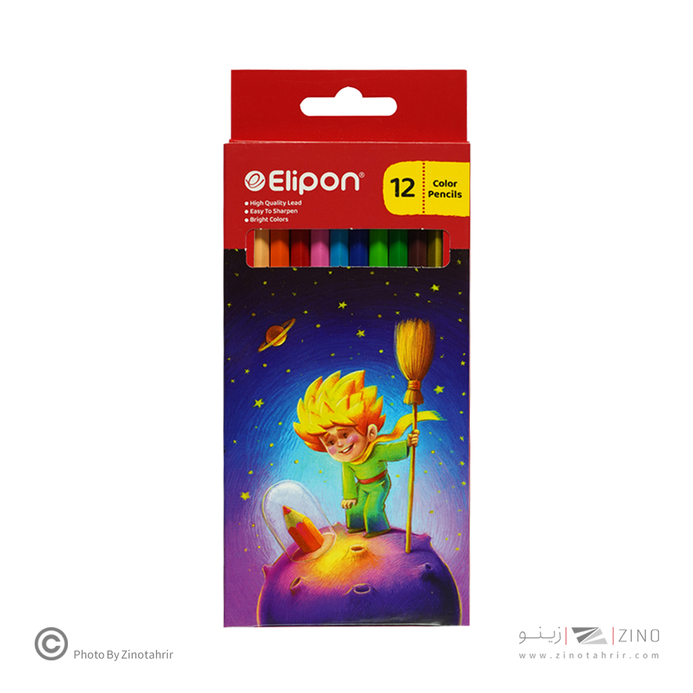 مداد رنگی 12رنگ جعبه مقوایی الیپون