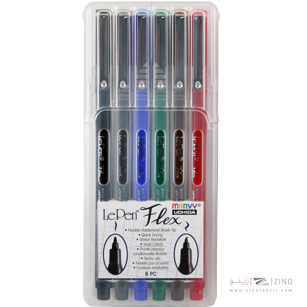 روان نویس  نوک نمدی 6رنگ قلم موی Flex یوشیداکد4800-6A