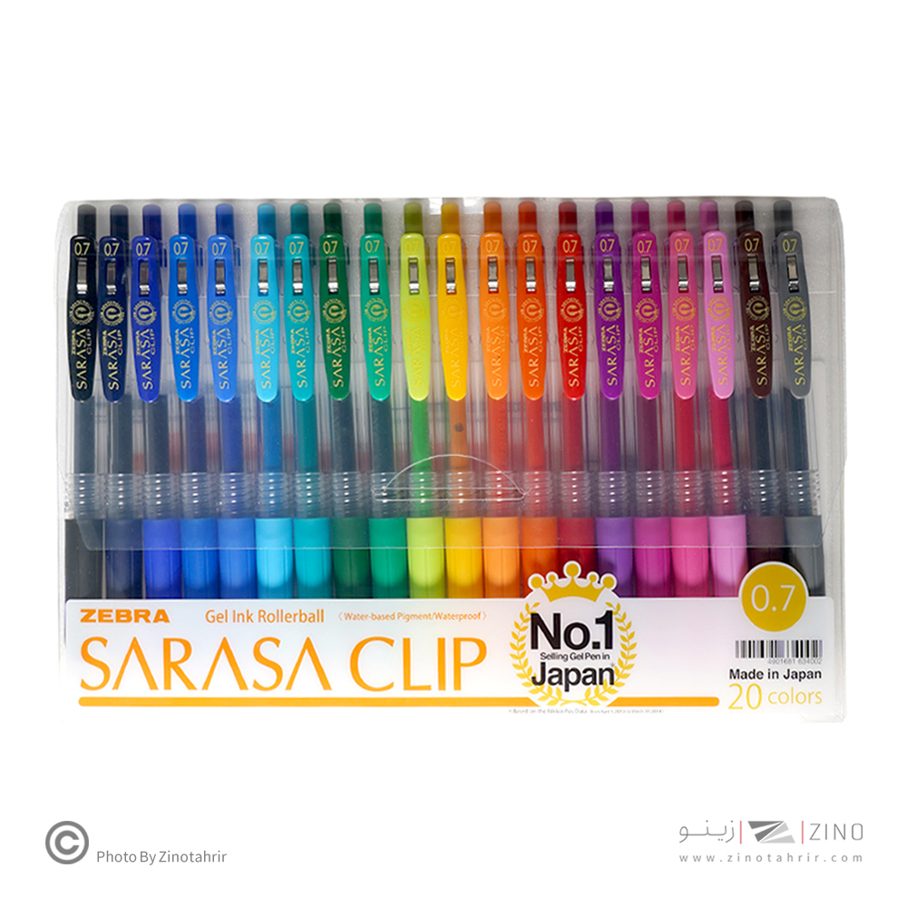 روان نویس فشاری ساراساکلیپ بسته  20رنگ  0/7 زبرا