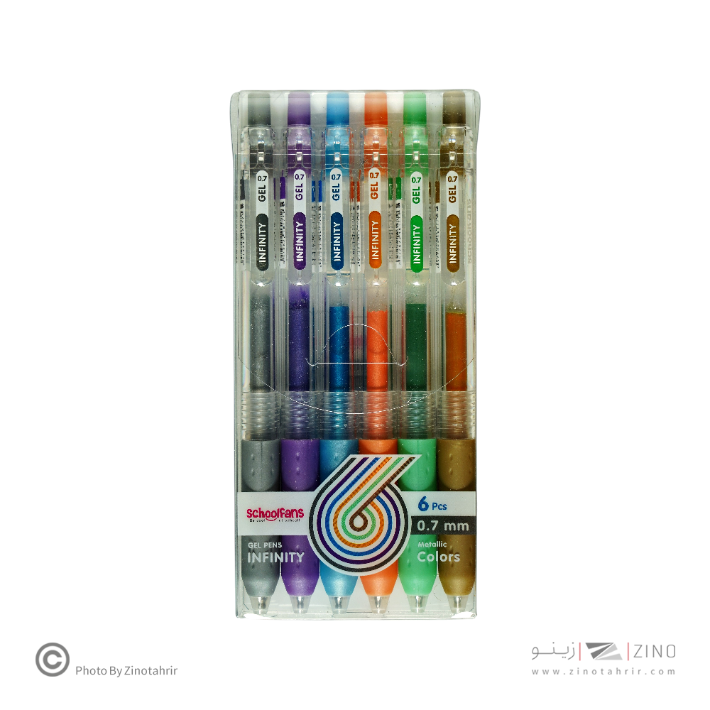 روان نویس فشاری گریپ دار0/7بسته6رنگ اینفینیتی(رنگ متالیک) اسکول فنز کد921202-3