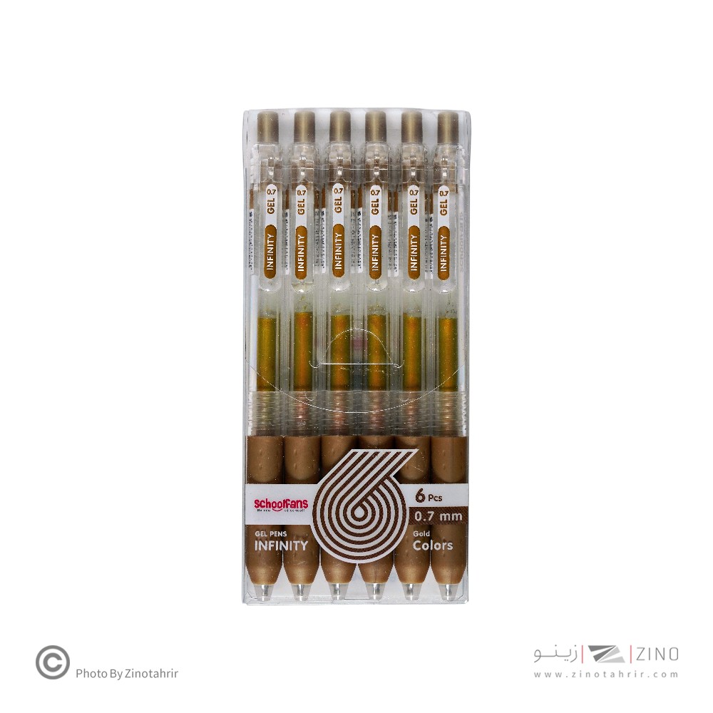 روان نویس فشاری گریپ دار0/7بسته6عددی طلایی اینفینیتی اسکول فنز