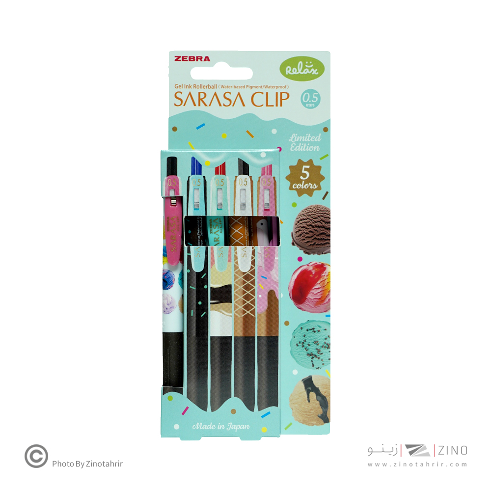 روان نویس فشاری ساراساکلیپ(رنگ جور) 0/5 طرح بستنی زبرا