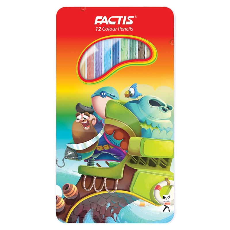 مدادرنگی12رنگ (شش گوش) جعبه فلزی فکتیس