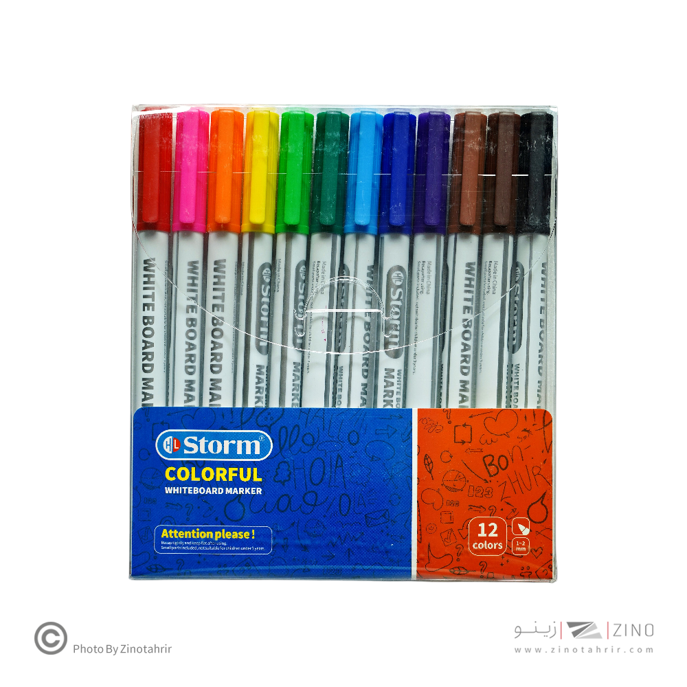 ماژیک وایت برد قلمی12رنگ استورم کد340700