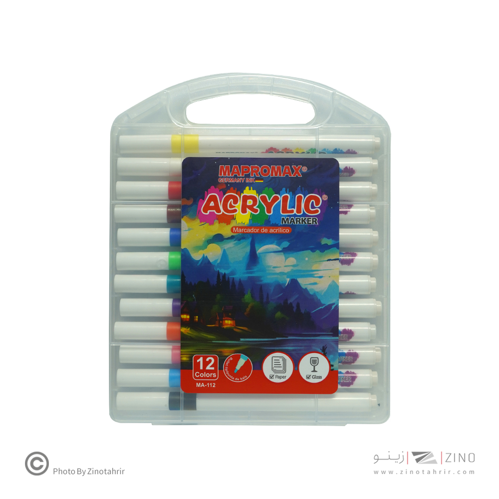 ماژیک اکریلیک12رنگ قلمی ماپرومکس کدMA-112