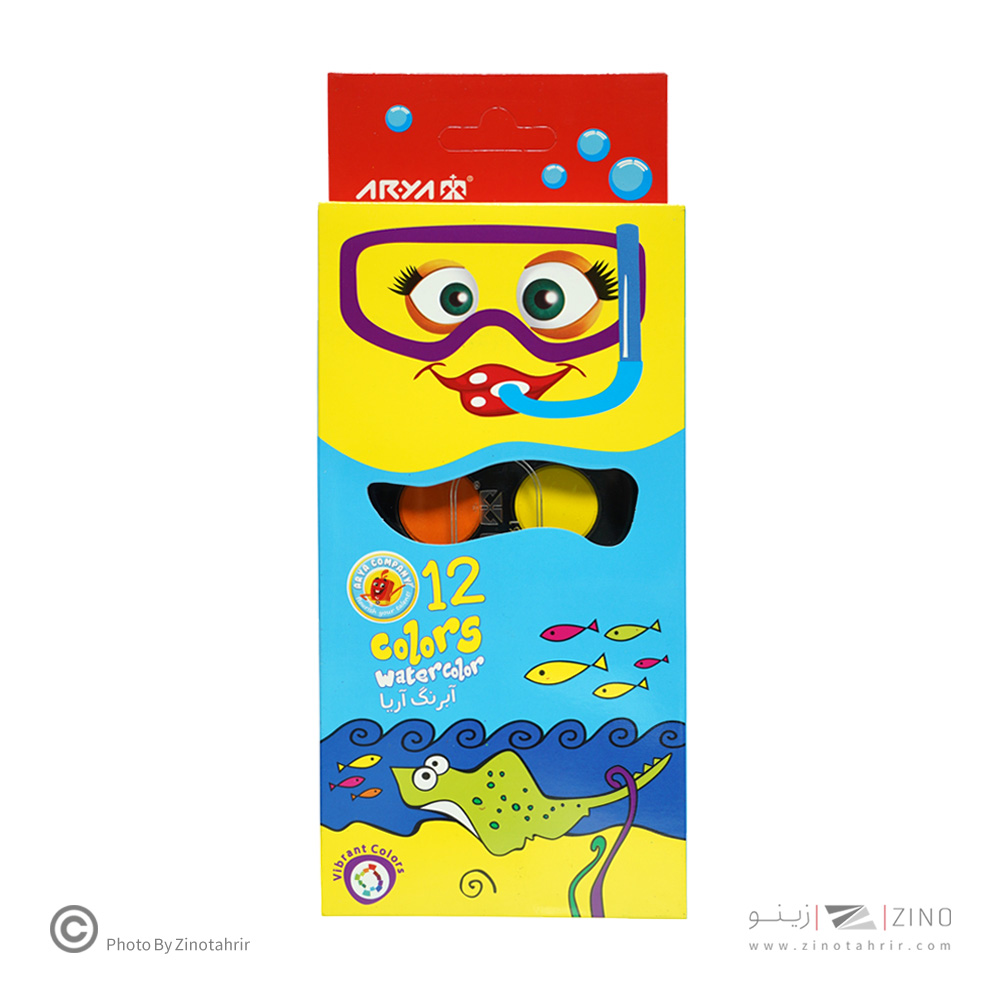 آبرنگ 12رنگ کمان کوچک 72عددی آریا کد 5008