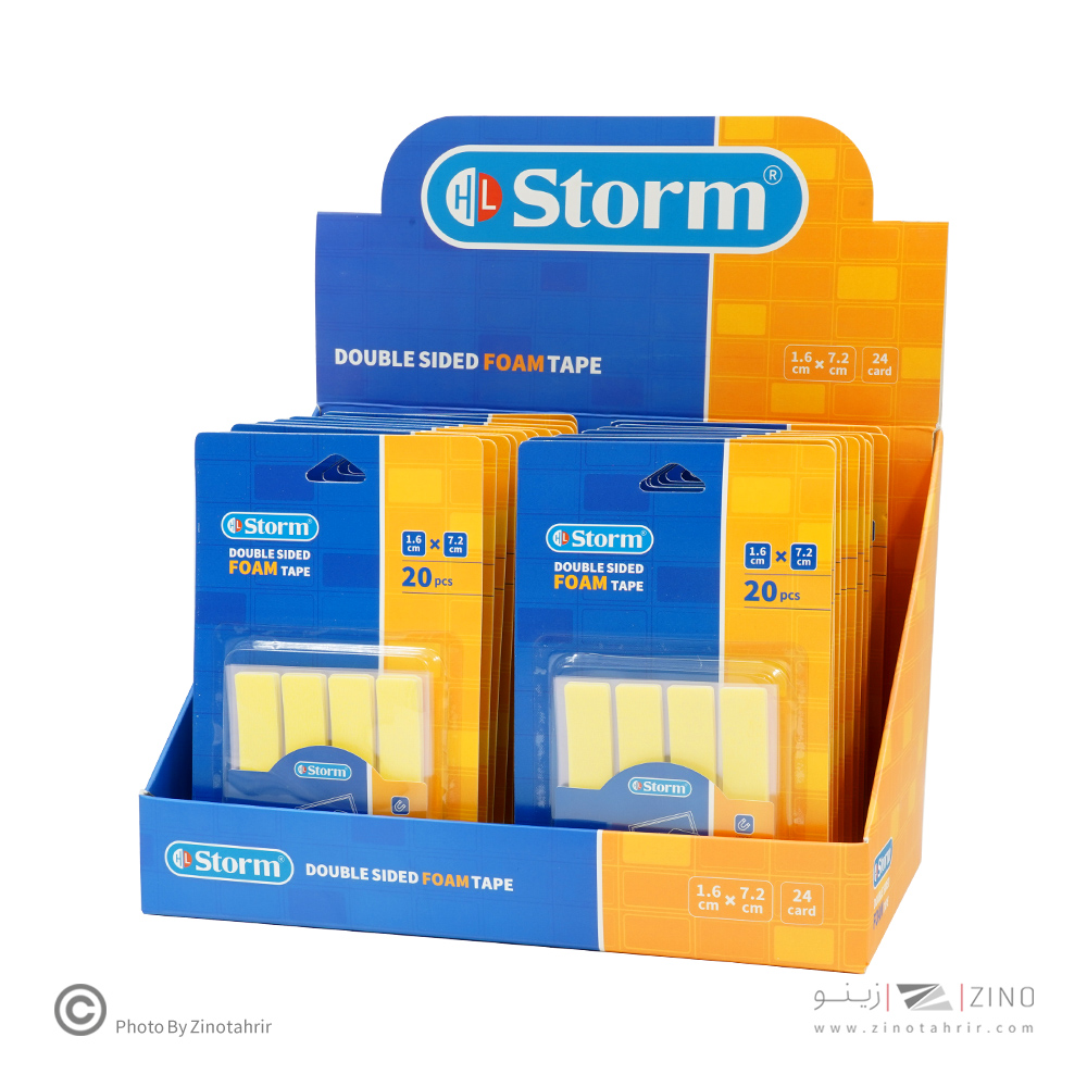 چسب دوطرفه 1میل فوم مستطیل1/6*7/2 سانت 20عددی استورم کدHL-102317