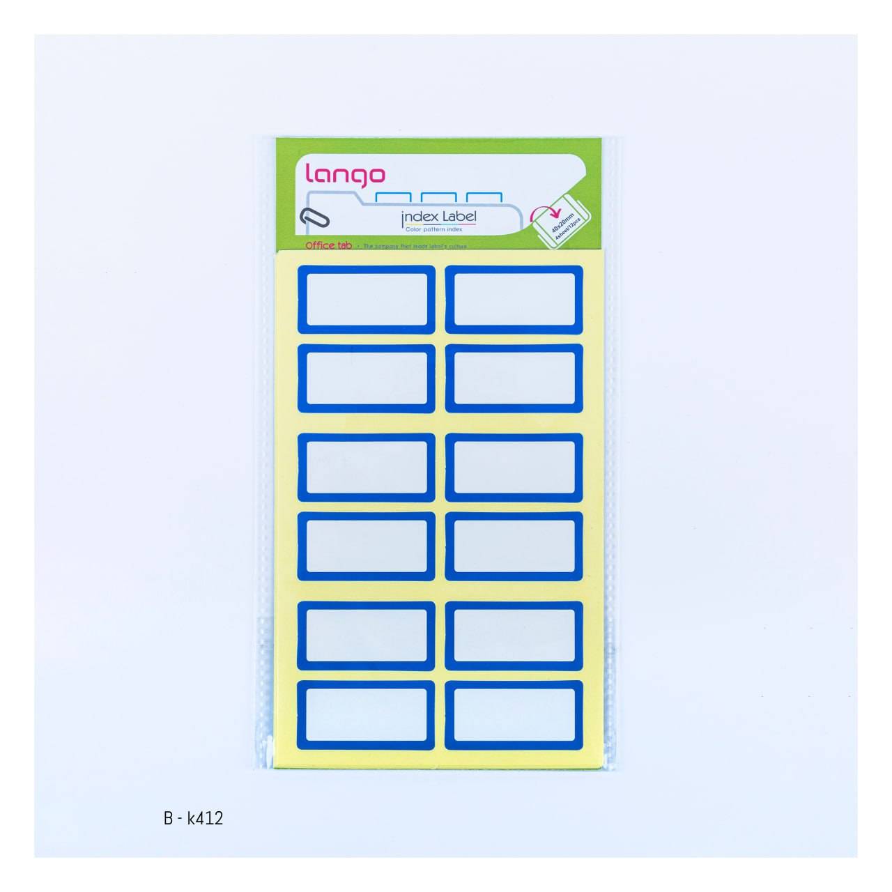 برچسب دورآبی سایز40*20میلیمتر4برگی لانگوکدK-412