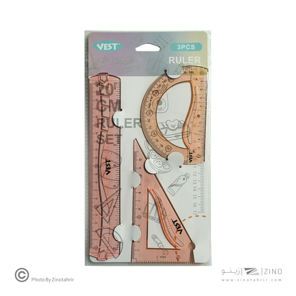 ست3تکه نقاله گونیا خط کش ژله ای (پاستلی) وست کدFB9270