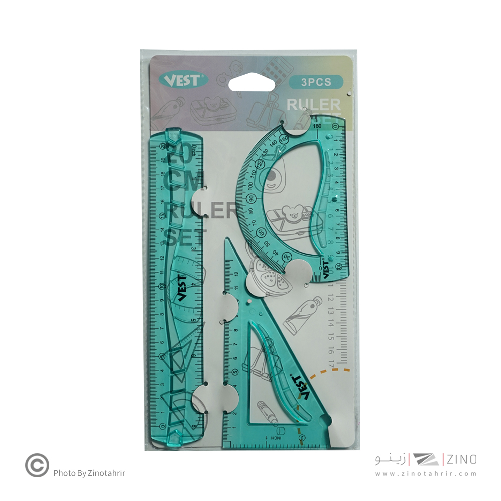 ست3تکه نقاله گونیا خط کش ژله ای (پاستلی) وست کدFB9270