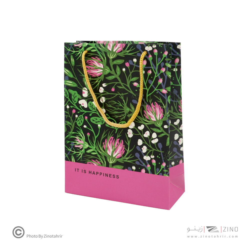 ساک دستی(کادویی)گلاسه طرح دار سایز1هیرمند پیپر16*22