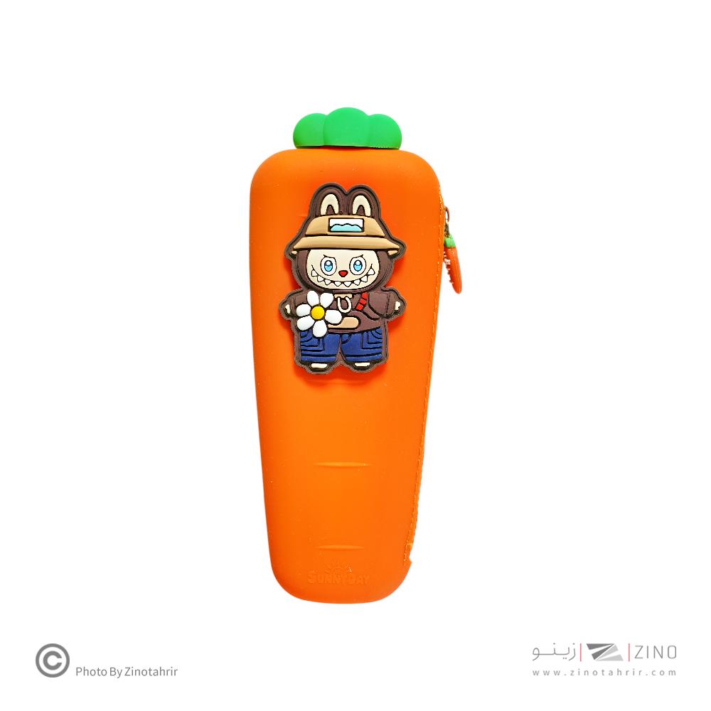 جامدادی تک زیپ سیلیکونی  هویج SUNNY DAY طرح لبوبو و کرومی کد1001