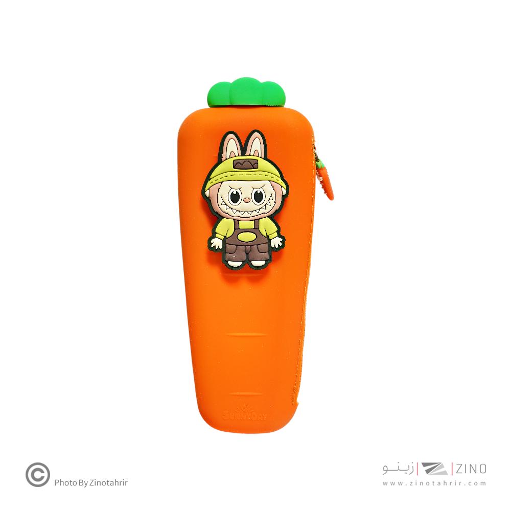 جامدادی تک زیپ سیلیکونی  هویج SUNNY DAY طرح لبوبو و کرومی کد1001