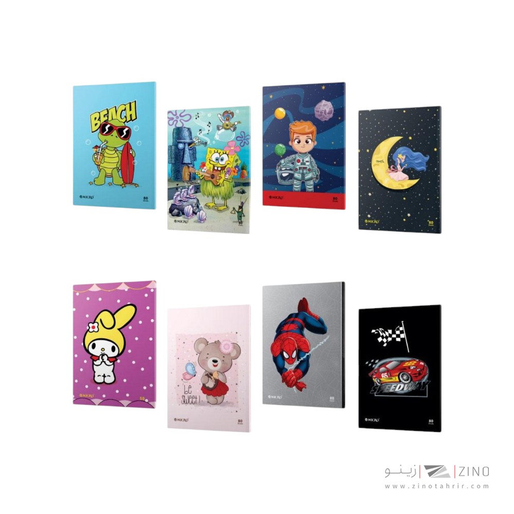 دفتر80برگ وزیری ته چسب میکرو طرح کارتونی کدD3