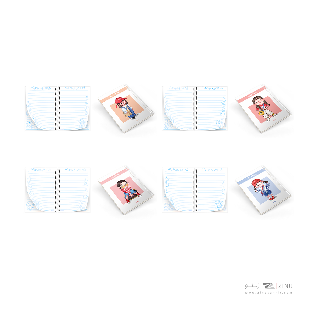 دفتر40برگ وزیری سیمی مجلد حاشیه دار آبرنگ کدA045