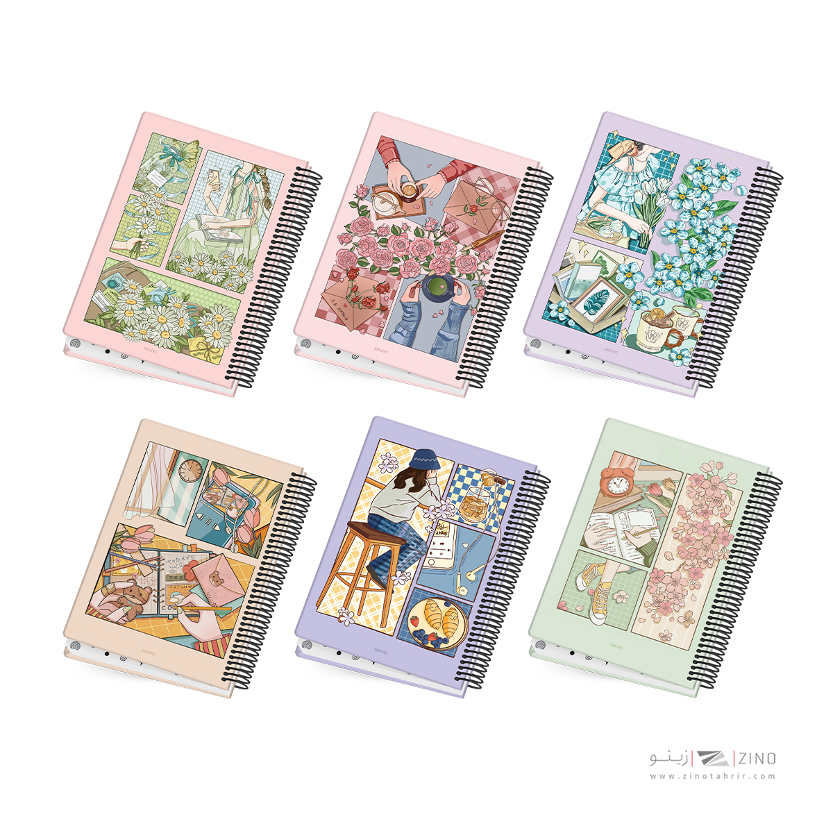 دفتر100برگ وزیری سیمی جلد سخت آبرنگ کدA053