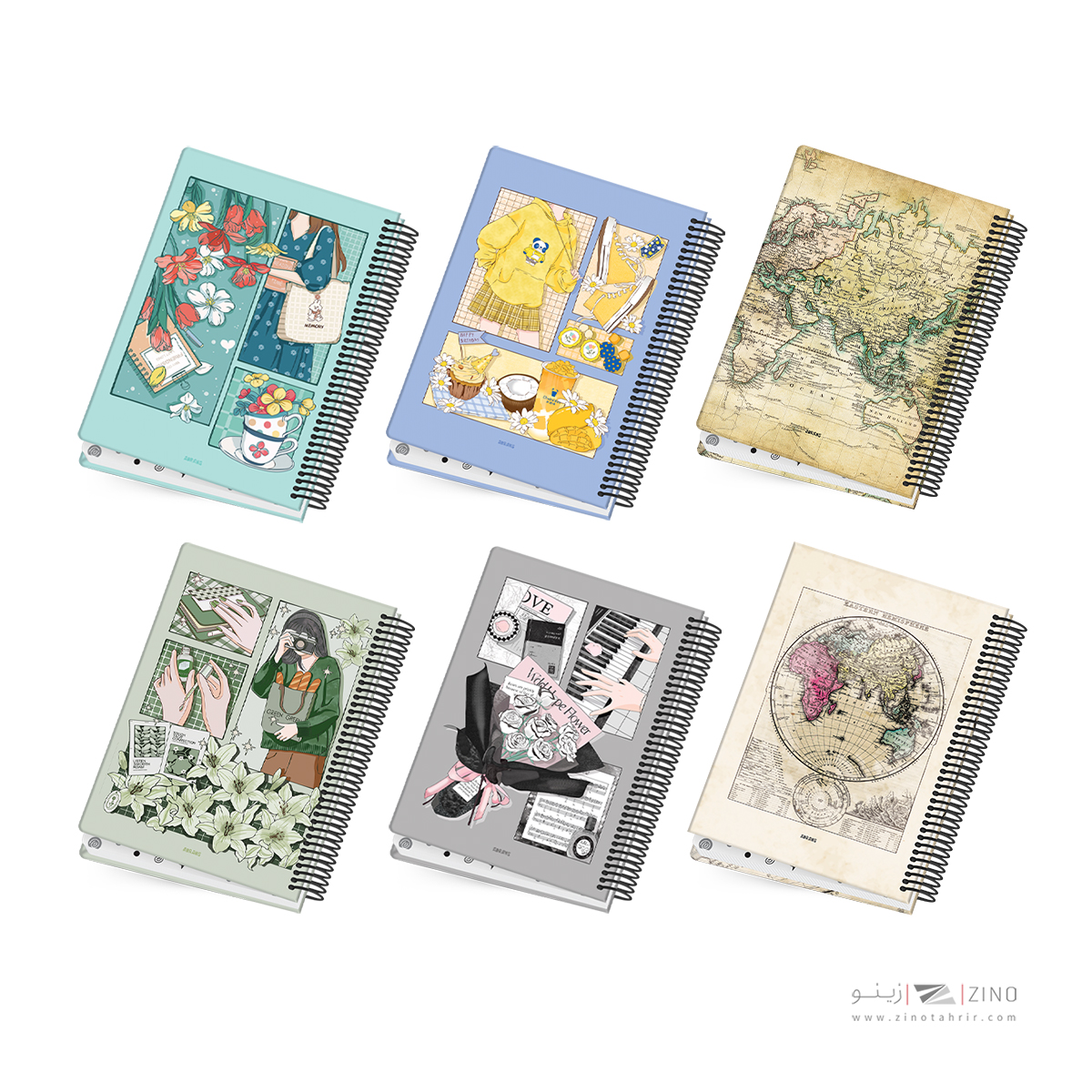 دفتر100برگ وزیری سیمی جلد سخت آبرنگ کدA053