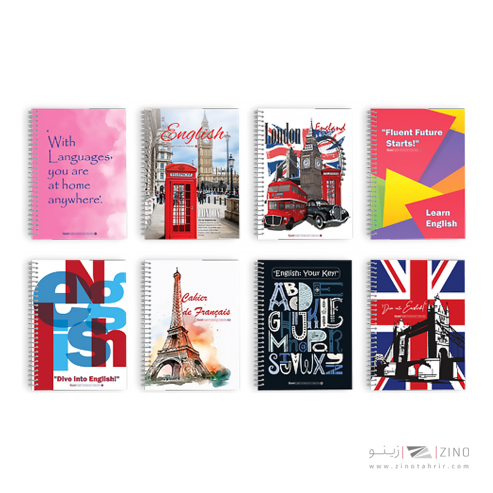 دفتر 100 برگ دو خط سیمی مجلد  الند کد ENG100-2L