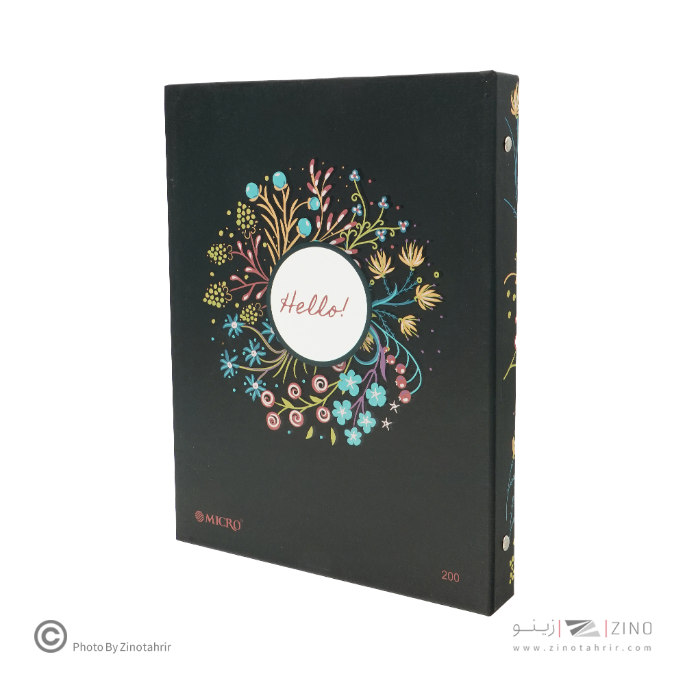 دفترکلاسوری 26حلقه 200برگ قفل فلزجلدسخت میکرو طرح جور