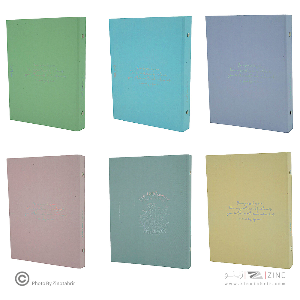 دفترکلاسوری20حلقه100برگ قفل فلز(کاغذ رنگی)برگ سری کیوت پالت کد71508