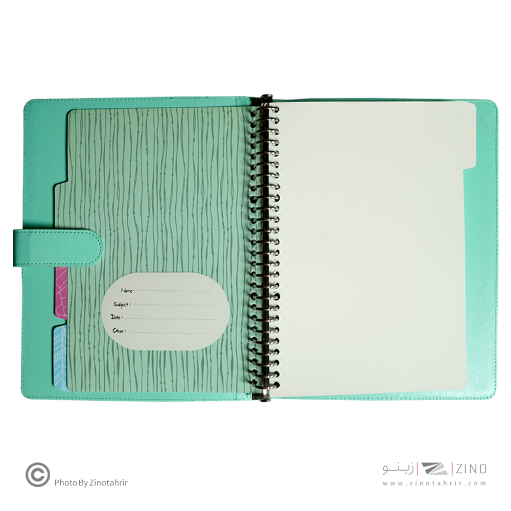 دفتر کلاسور26حلقه100برگ قفل فلز(مگنتی) هیرو چرم پاستلی کدSFB60