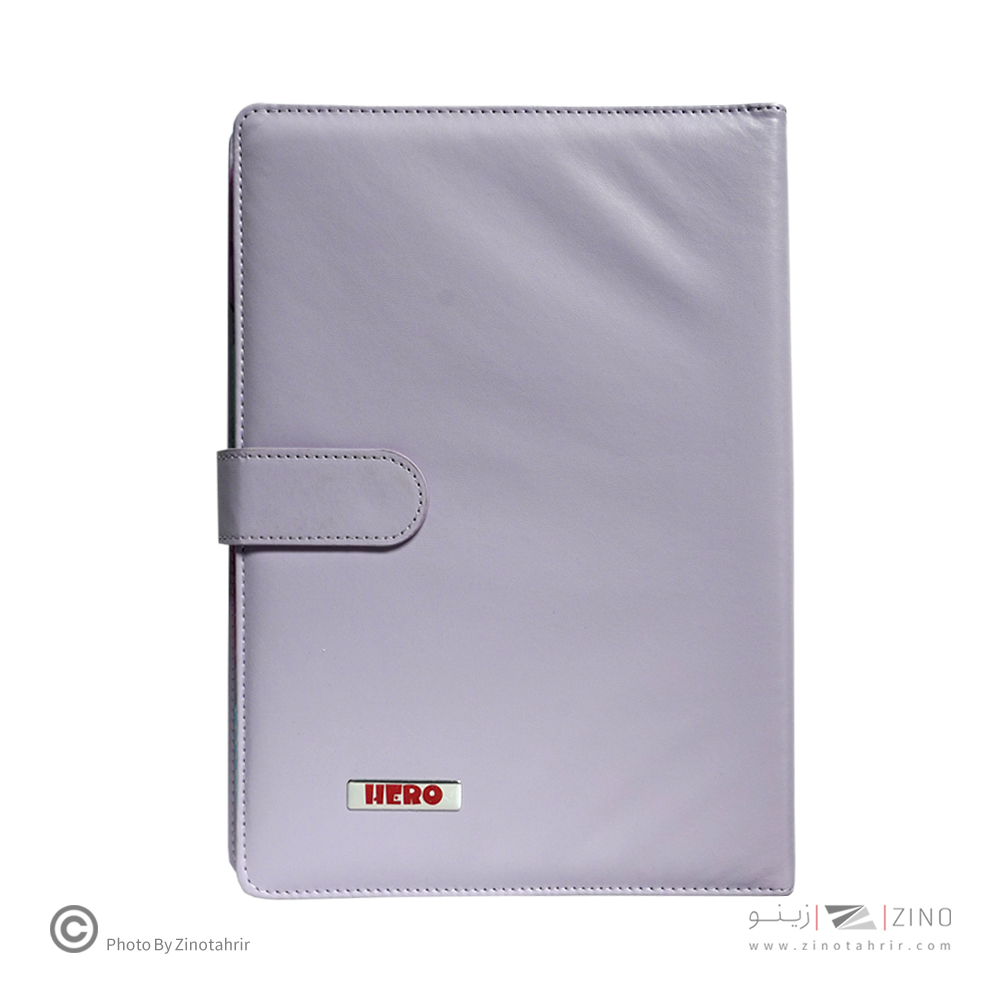 دفتر کلاسور26حلقه100برگ قفل فلز(مگنتی) هیرو چرم پاستلی کدSFB60