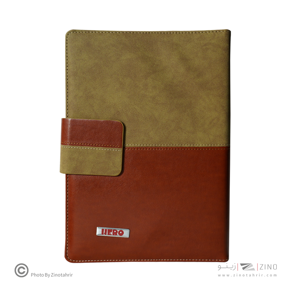 دفتر کلاسور26حلقه100برگ قفل فلز(مگنتی) هیرو چرم 2تکه کدFB61