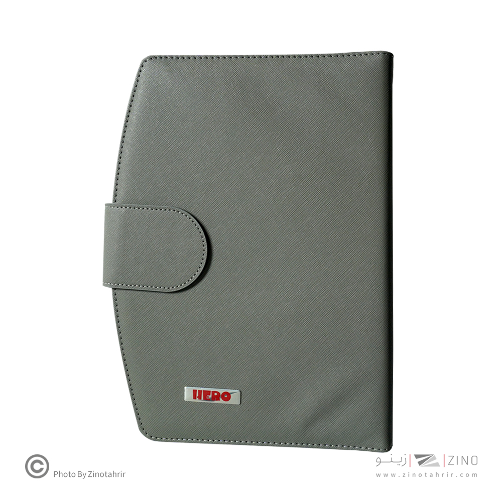 دفتر کلاسور26حلقه100برگ قفل فلز(مگنتی) هیرو چرم حلالی کدFB59