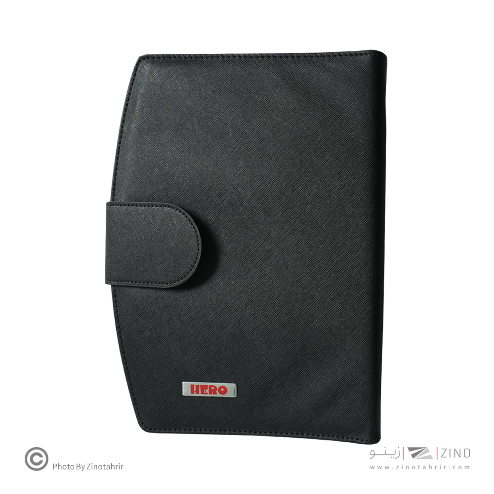 دفتر کلاسور26حلقه100برگ قفل فلز(مگنتی) هیرو چرم حلالی کدFB59