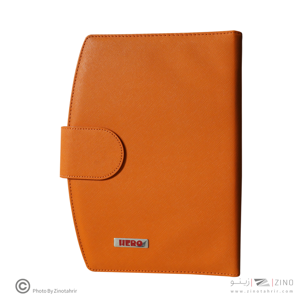 دفتر کلاسور26حلقه100برگ قفل فلز(مگنتی) هیرو چرم حلالی کدFB59