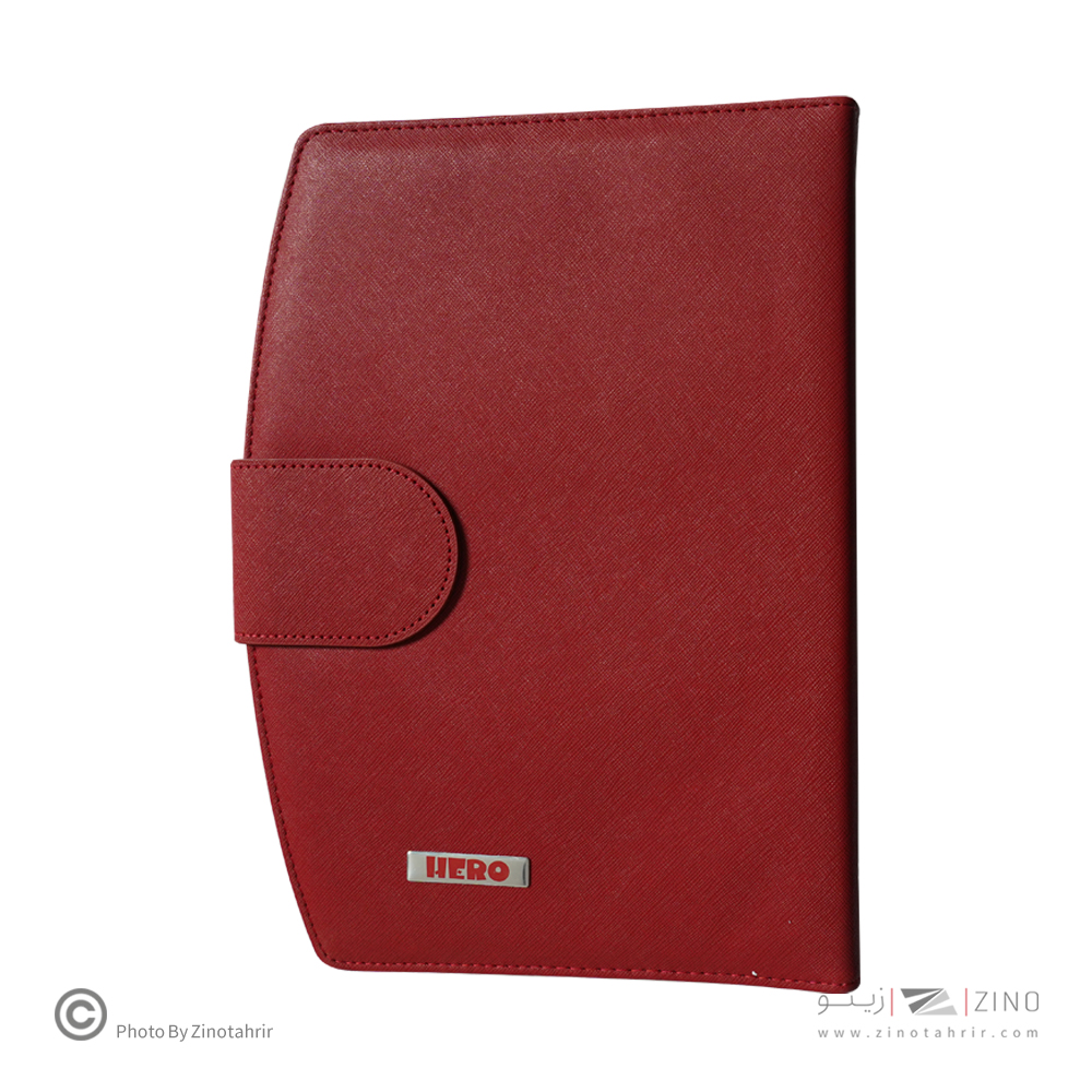 دفتر کلاسور26حلقه100برگ قفل فلز(مگنتی) هیرو چرم حلالی کدFB59