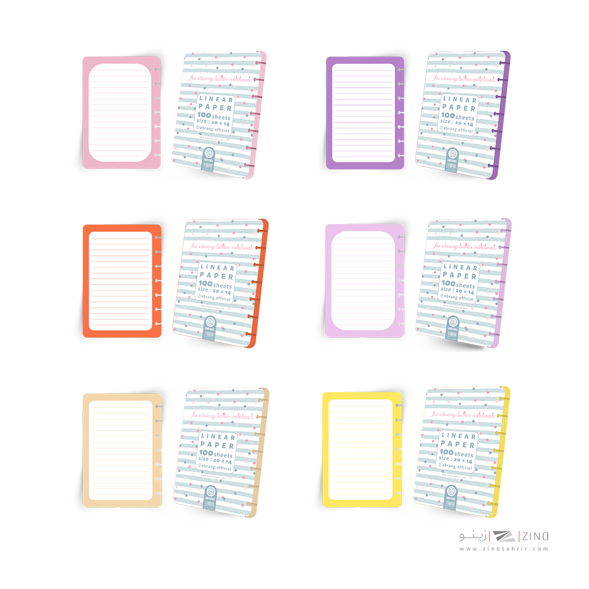 یدک دفتر7حلقه هپی دکمه ای آبرنگ کدA054