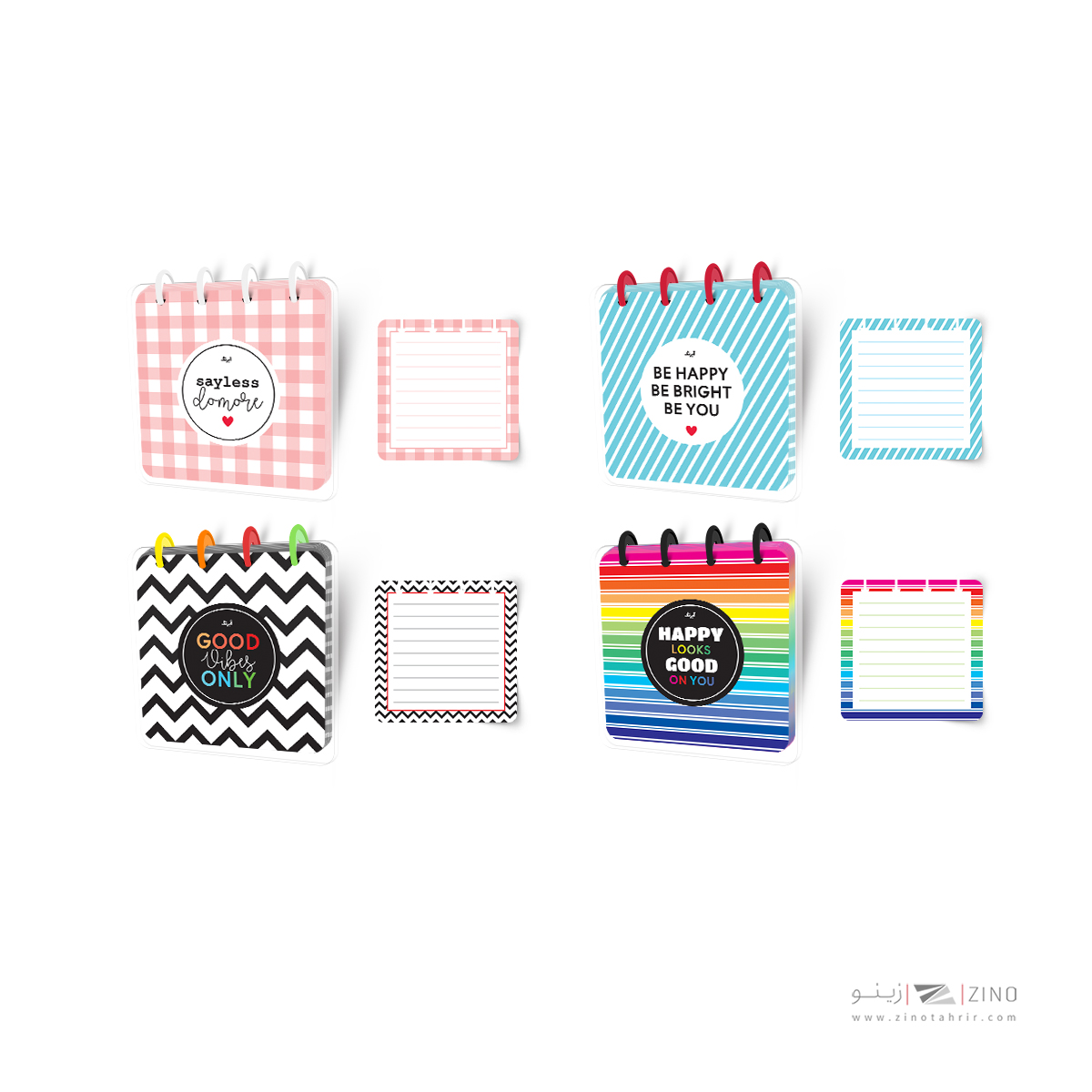 دفتریادداشت100برگ10*10دکمه ای مینی آبرنگ کدA004