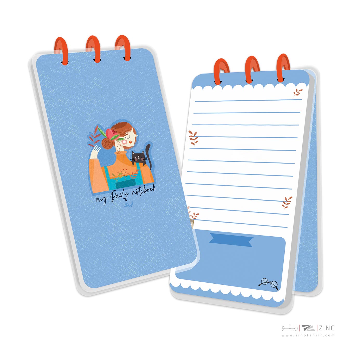 دفتر یادداشت100 برگ پالتویی جلد طلق پرسی 10*17 دکمه ای آبرنگ