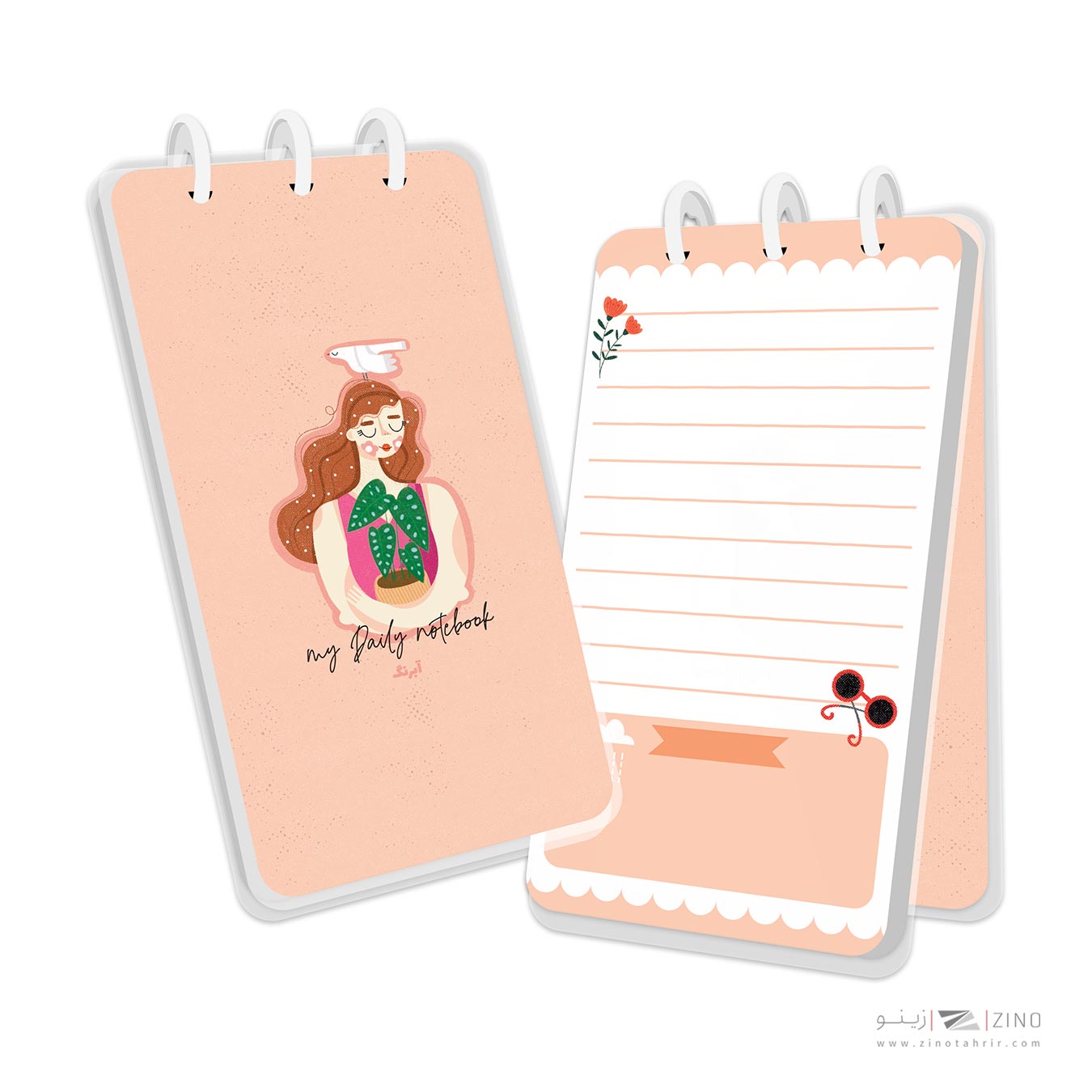 دفتر یادداشت100 برگ پالتویی جلد طلق پرسی 10*17 دکمه ای آبرنگ