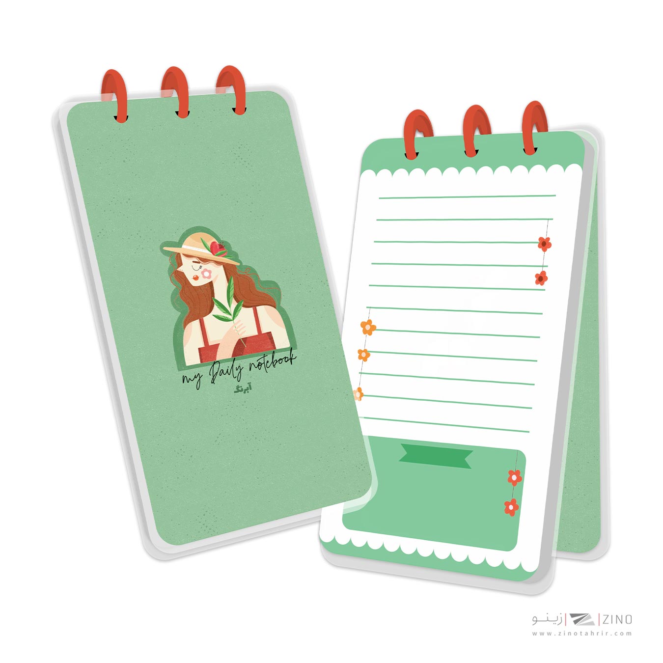 دفتر یادداشت100 برگ پالتویی جلد طلق پرسی 10*17 دکمه ای آبرنگ