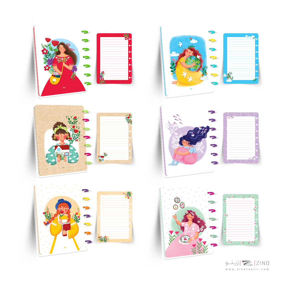 پلنر100برگ20*14جلدمجلد دکمه ای آبرنگ سری هپی