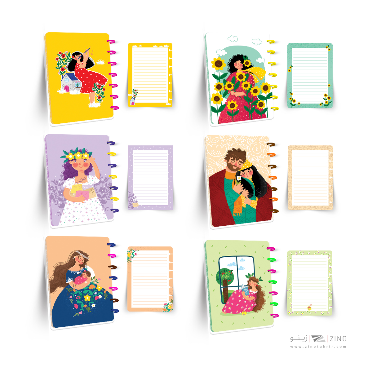 پلنر100برگ20*14جلدمجلد دکمه ای آبرنگ سری هپی