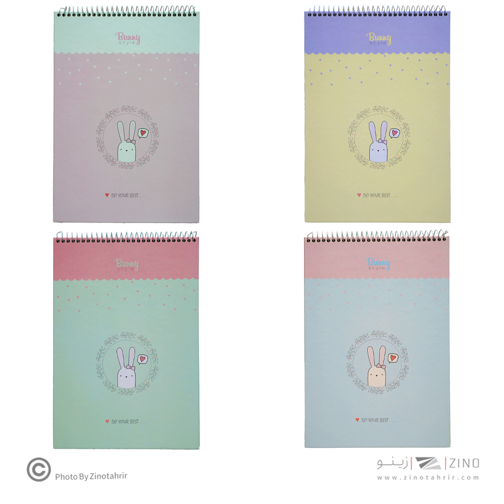 دفتر25برگی B6سایز125*175 کاغذرنگی ابرنگی خرگوشی برگ سری بانی استایل کد70853