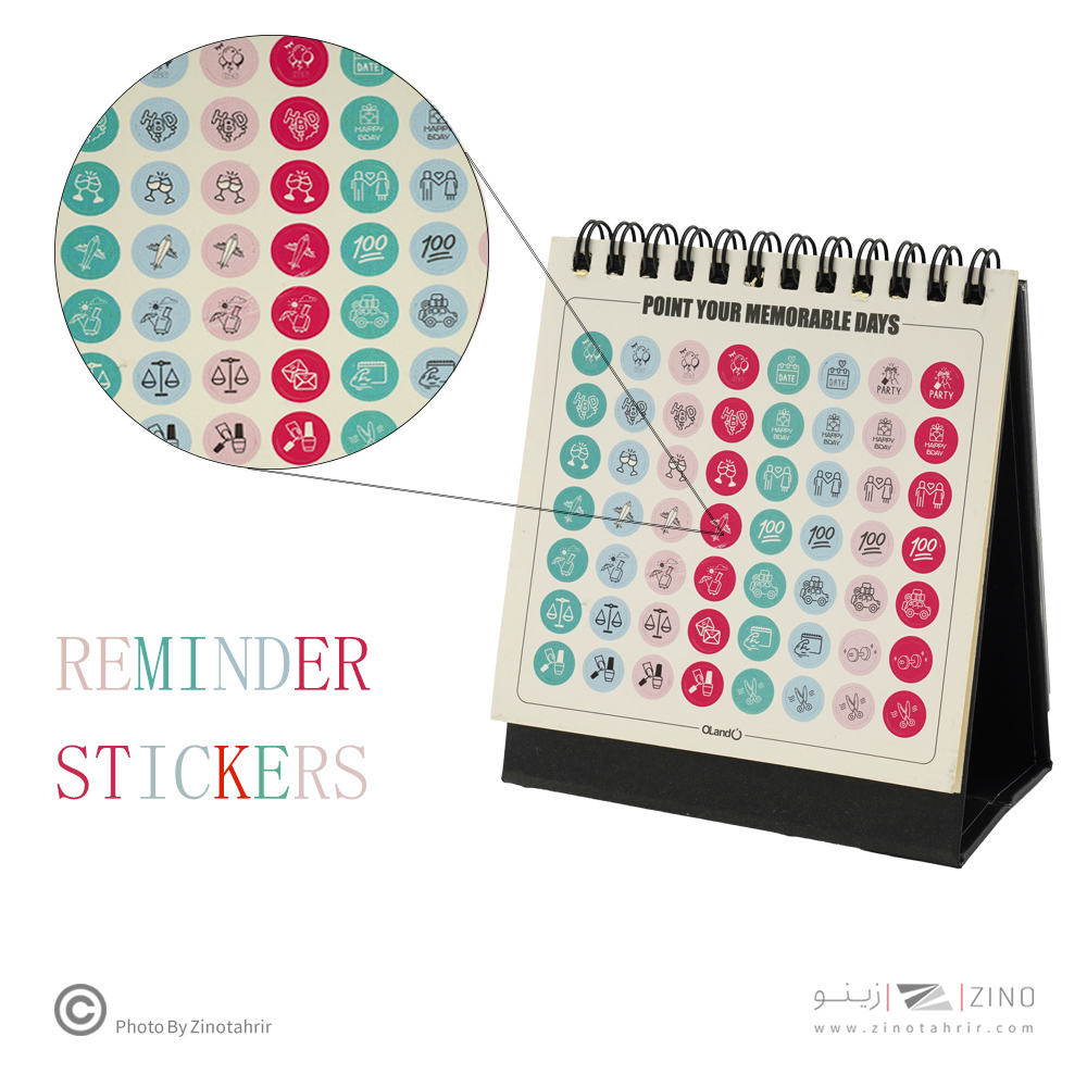 تقویم رومیزی11*11همراه با استیکریادآوری Lucky year الند1405