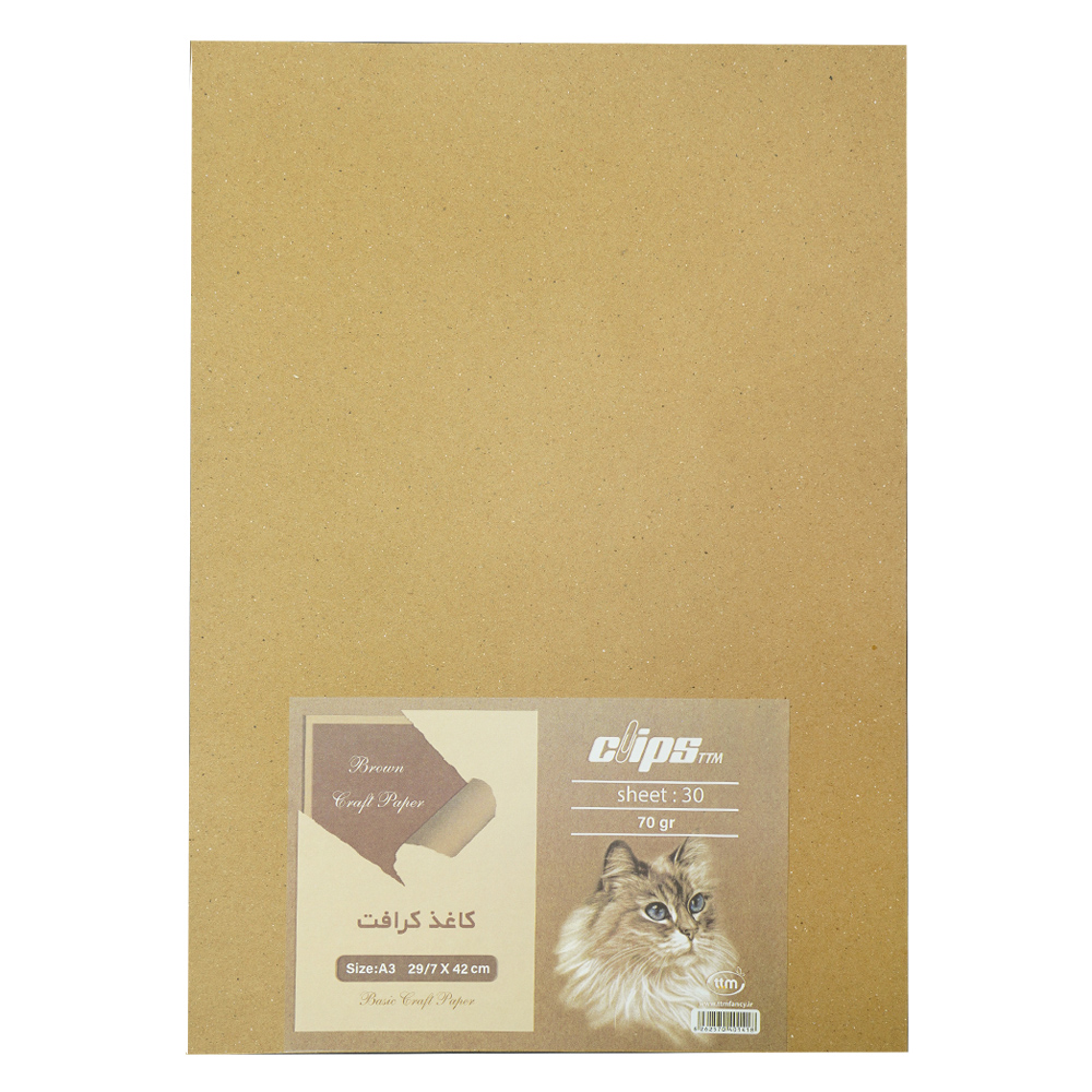 کاغذ کرافتA3گرماژ70بسته30برگی کلیپس