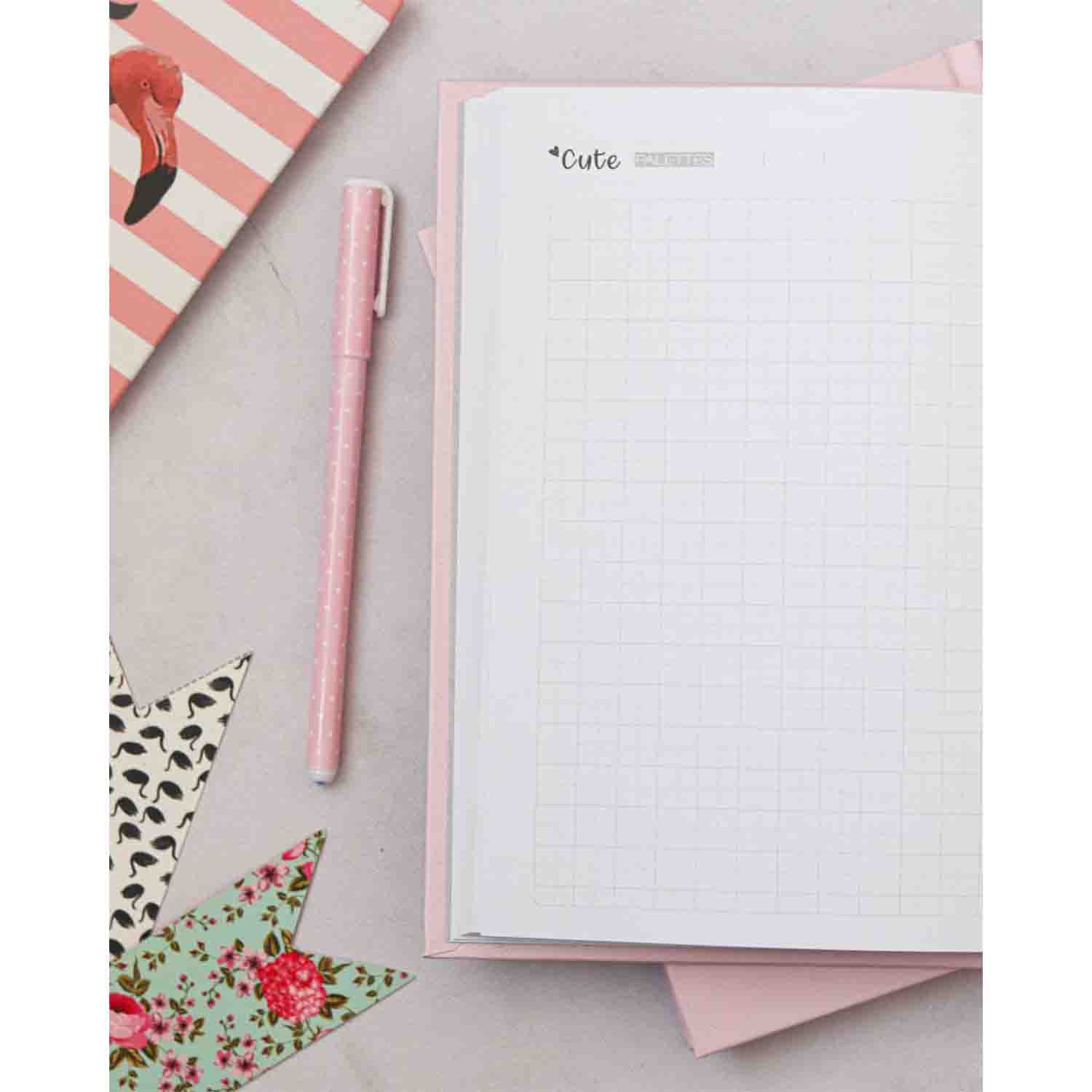 دفتر100برگ شطرنجی A5 ته دوخت جلد سخت طلاکوب/نقره برگ سری کیوت پالت  کد70501