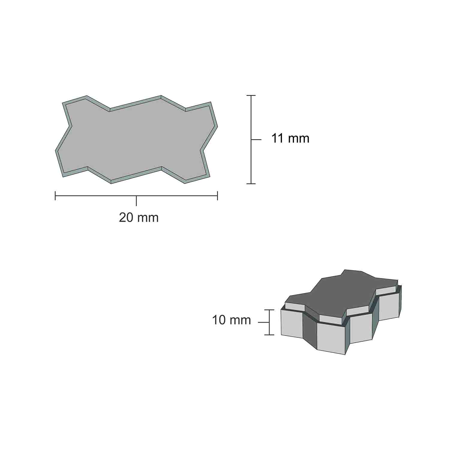 سنگ فرش موجی مقیاس 1/12  تعداد200عددی اشل 