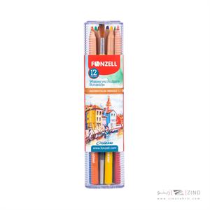 مدادرنگی12رنگ آبرنگی همراه با قلمو قوطی سه گوش طلقی فونزل کد463042/685042